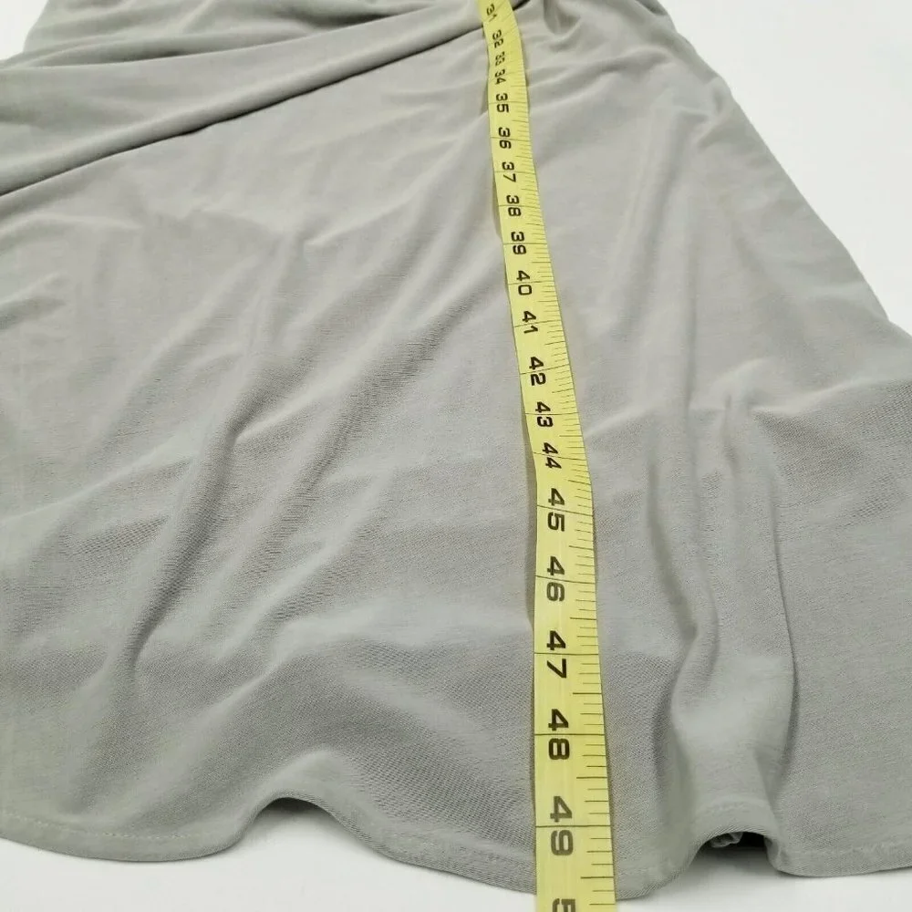 Michel Stephen Via Moda long grey gray‎ maxi dress stretchy lace sleeveless M